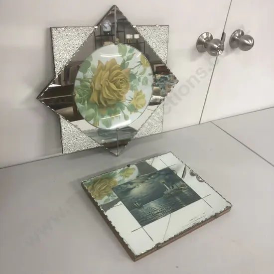 Vintage Scalloped Pentagram Mirror Picture & Rectangular Mirror Picture (af)