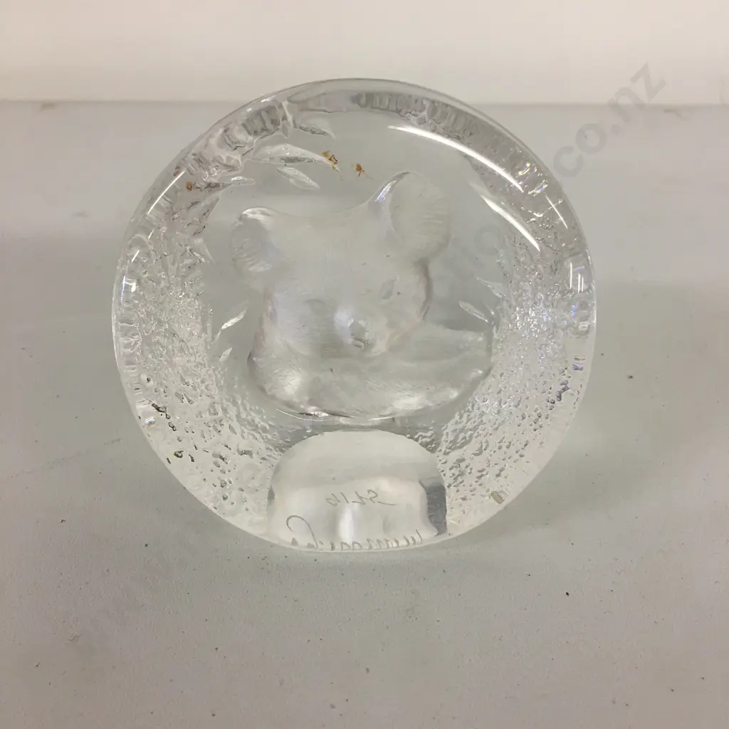 Mats Jonasson Koala Bear Paperweight. Vintage Signature Collection #9175 Signed Art Glass Image 1++
