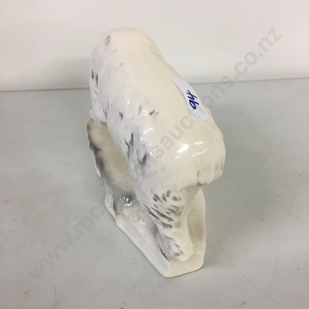 Antique Sitzendorf Porcelain Figurine White Polar Bear, c1920s, Blue Crown Stamp On Base & Foreign, As Found,16 x 18cm Image 1++