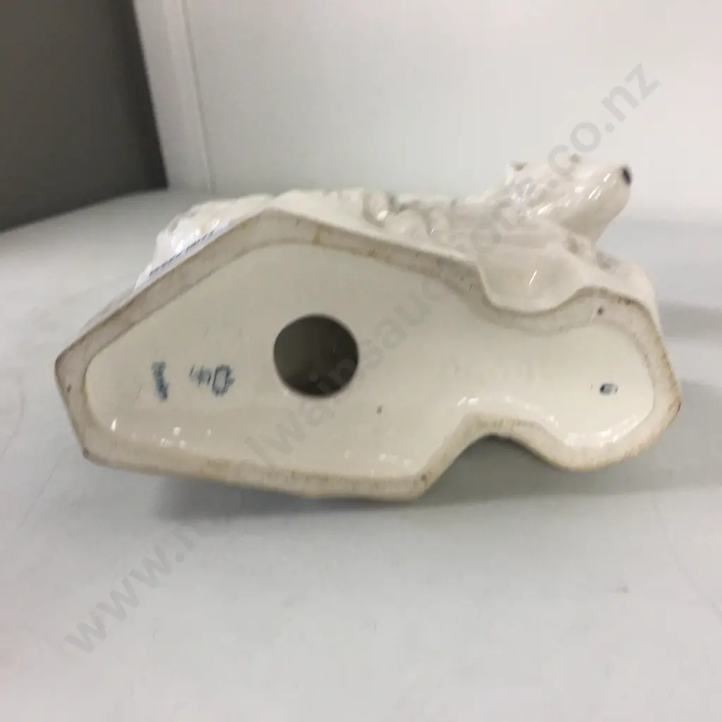 Antique Sitzendorf Porcelain Figurine White Polar Bear, c1920s, Blue Crown Stamp On Base & Foreign, As Found,16 x 18cm Image 1++
