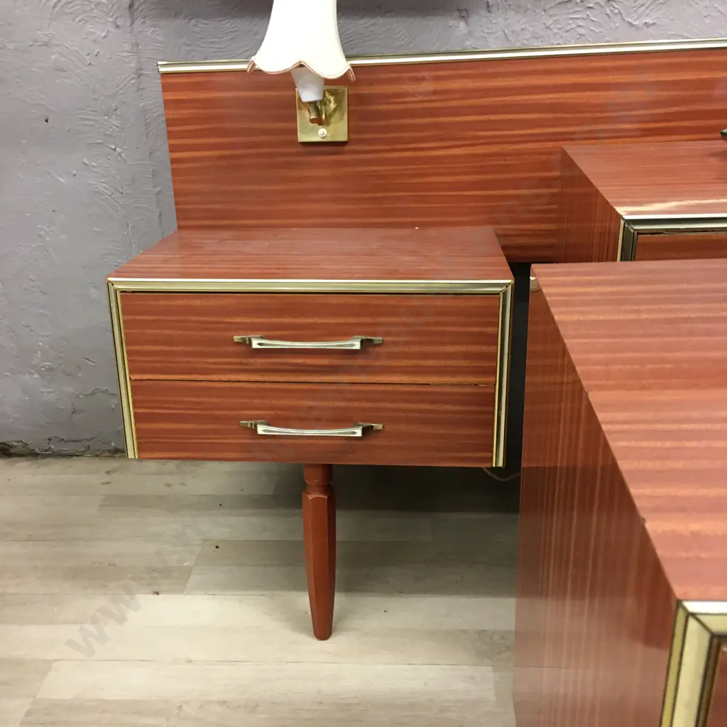 4 Piece Retro Bedroom Suite Including 2.4m Headboard With Lights Image 1++