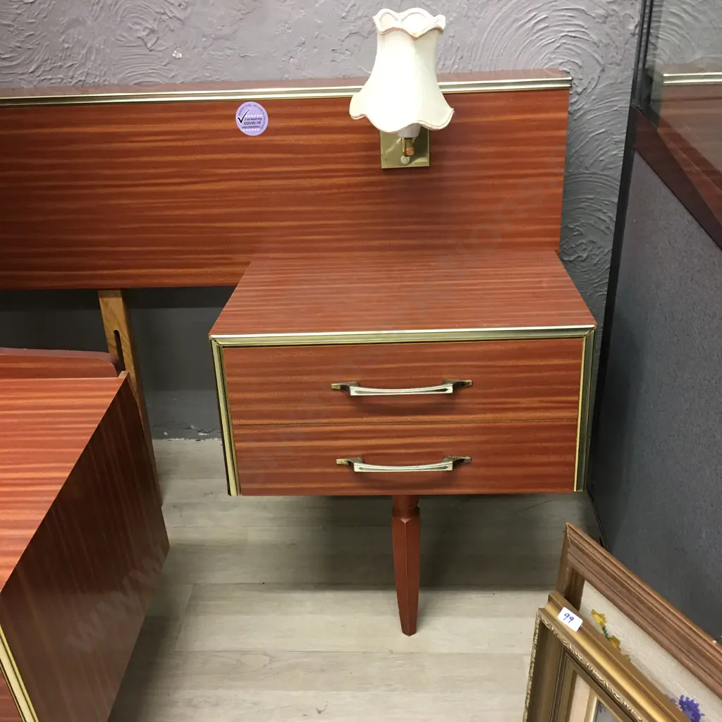 4 Piece Retro Bedroom Suite Including 2.4m Headboard With Lights Image 1++