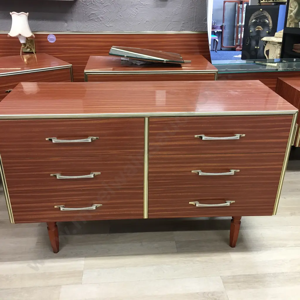 4 Piece Retro Bedroom Suite Including 2.4m Headboard With Lights Image 1++