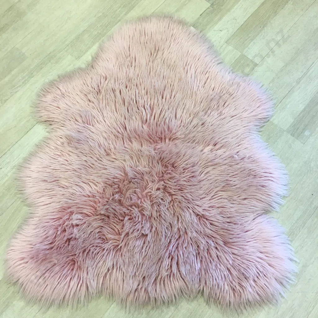 Urban Loft Dusty Pink Faux Sheepskin Rug Image 1++
