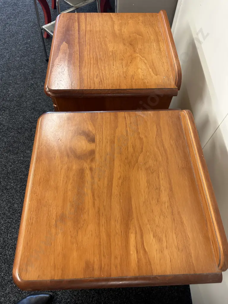 Pair of Pine Bedsides, 3 Drawer & Night Tray, Round Knob Handles, Funnells Furniture, H65 W48 D46cm Image 1++