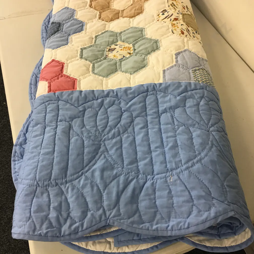 Patchwork Coverlet 245 x 245, Blue, Cream & Pink Tones Image 1++