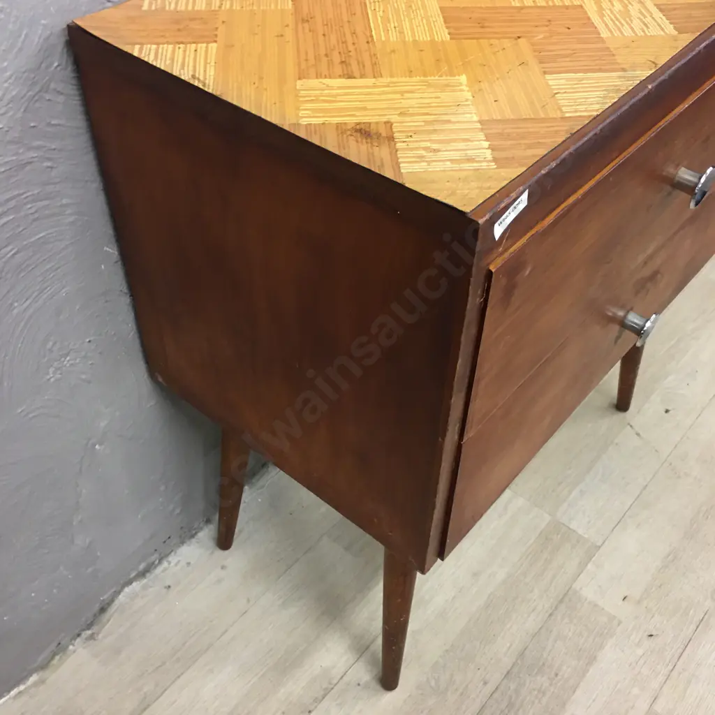 Mid Century 2 Drawer Unit On Tapered Legs Image 1++