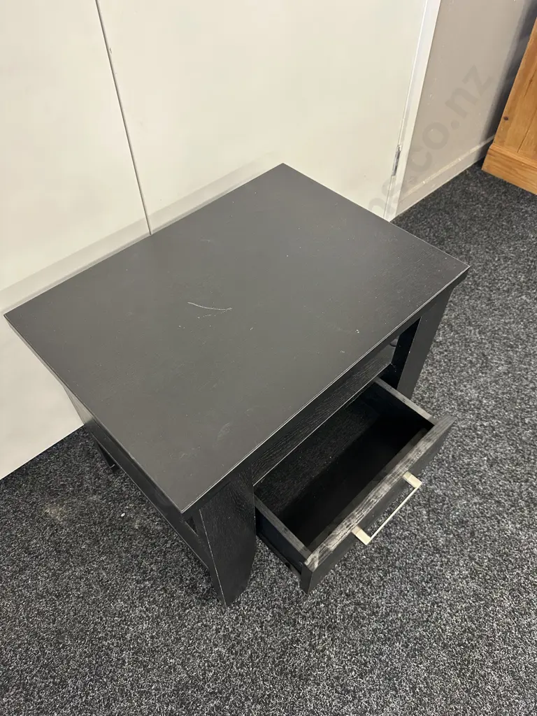Black Single Drawer Bedside Unit, H50 W55 D40cm Image 1++