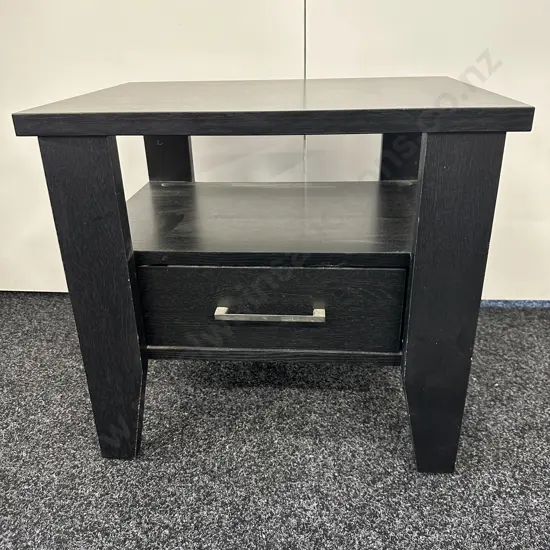 Black Single Drawer Bedside Unit, H50 W55 D40cm