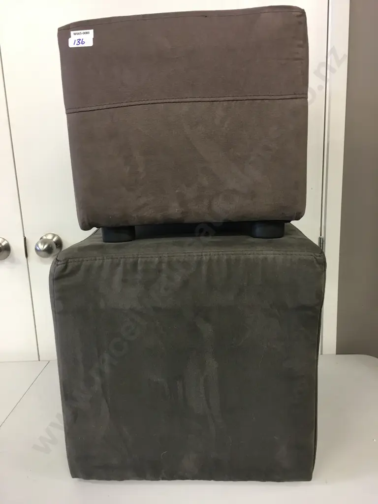 Grey Ottoman, 41 x 41cm & Brown Ottoman, 32 x 35cm Image 1++