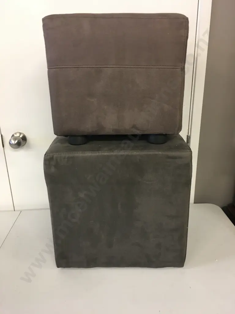 Grey Ottoman, 41 x 41cm & Brown Ottoman, 32 x 35cm Image 1++