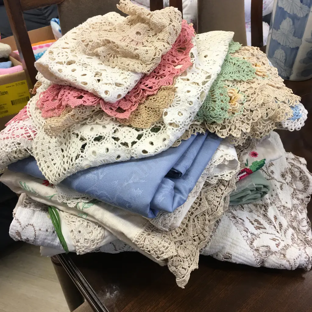 Vintage Table Cloths, Doilies Etc Image 1++