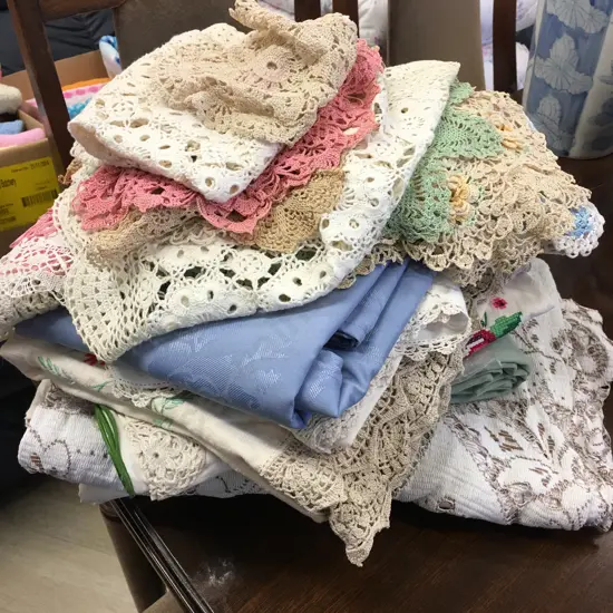 Vintage Table Cloths, Doilies Etc