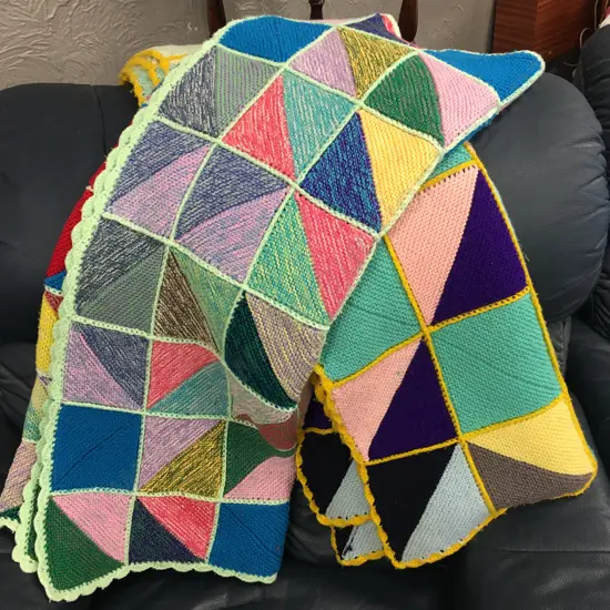 Vintage Pair Of Knitted Blankets 