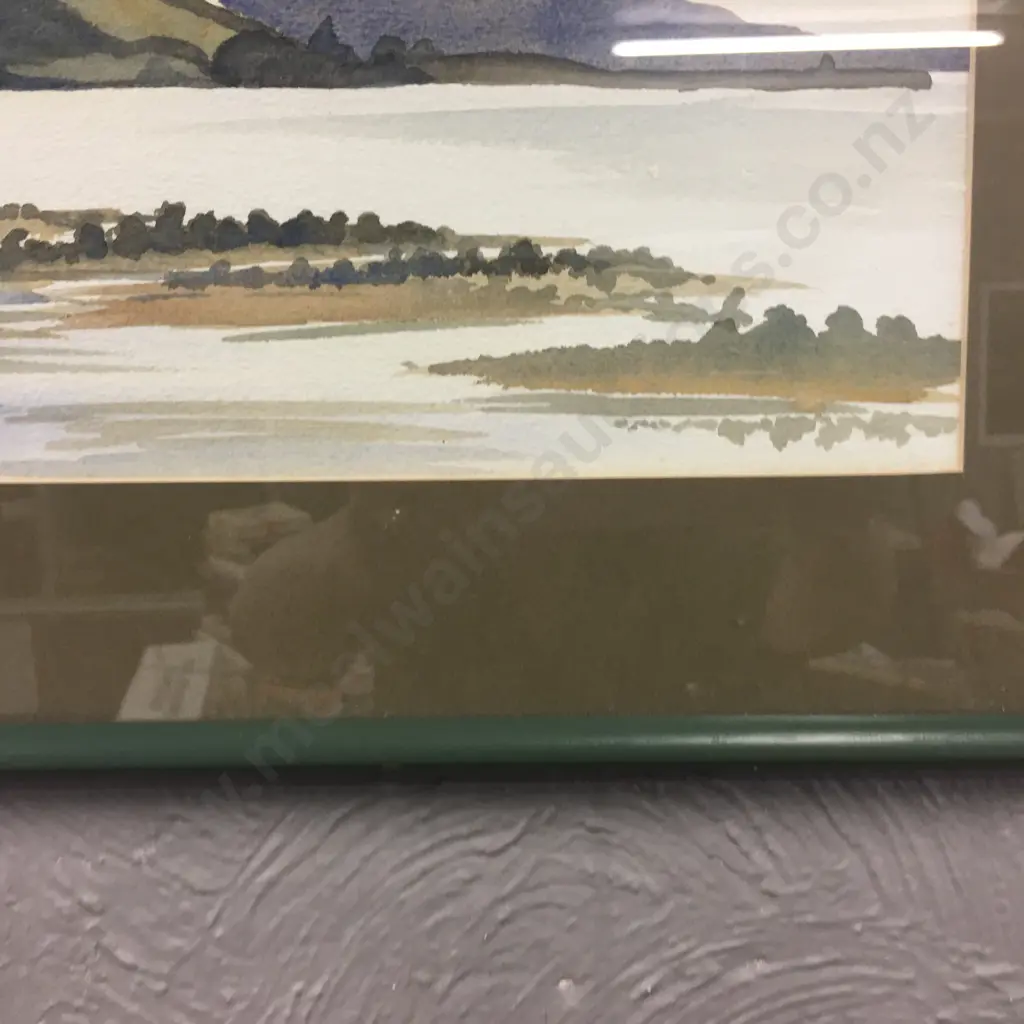 Framed Watercolour of a Harbour Scene, 37 x 47cm Image 1++