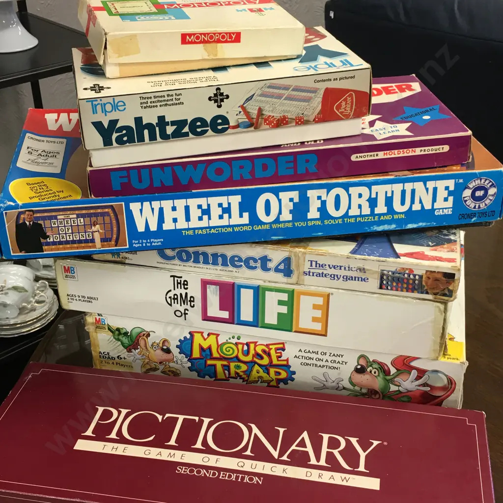 Selection Of Vintage Games Including Pictionary, Wheel Of Fortune, Yahtzee Etc Image 1++
