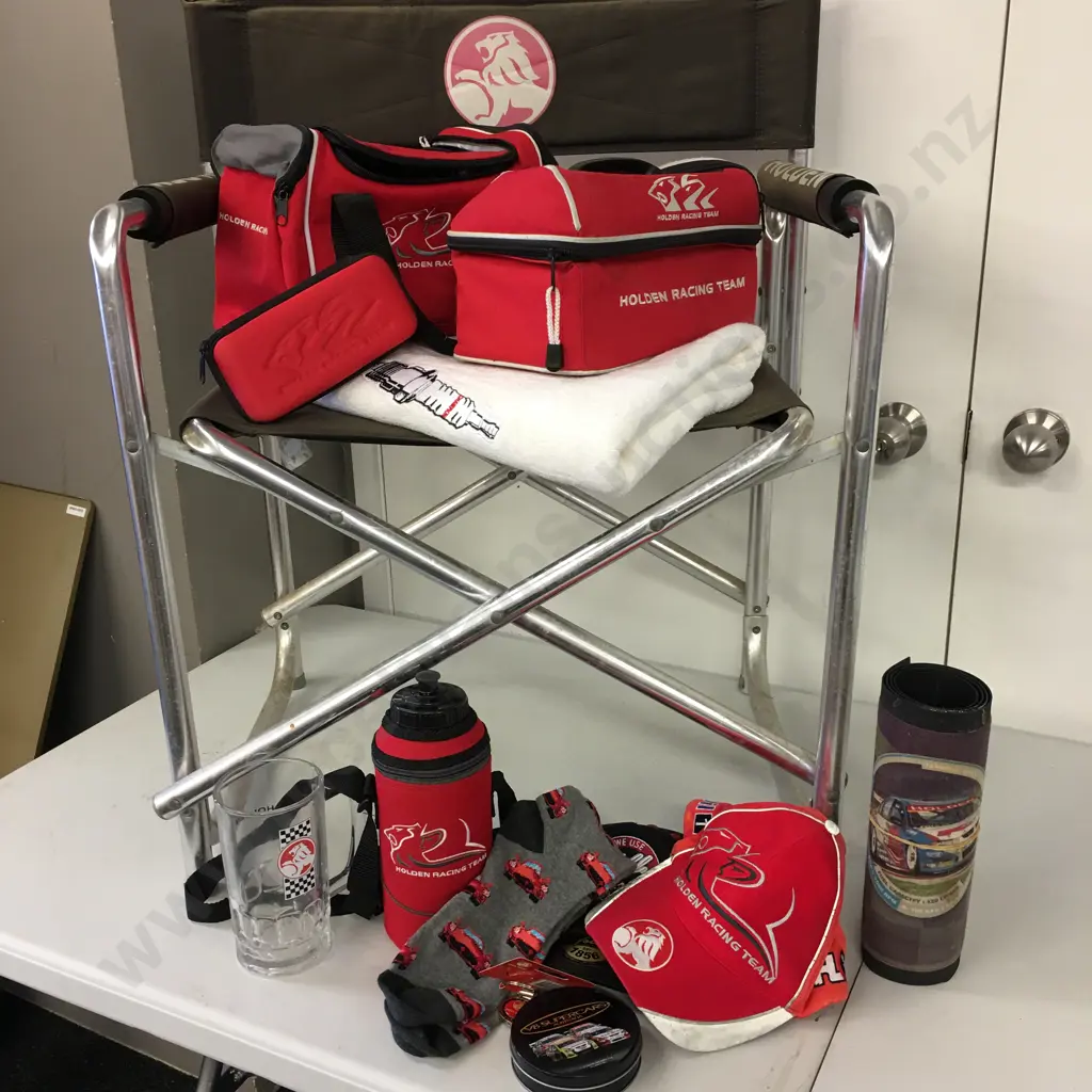 Lot of HOLDEN Racing Team Items - Directors Chair, Bags, Glass Etc & Champion Towel Image 1++