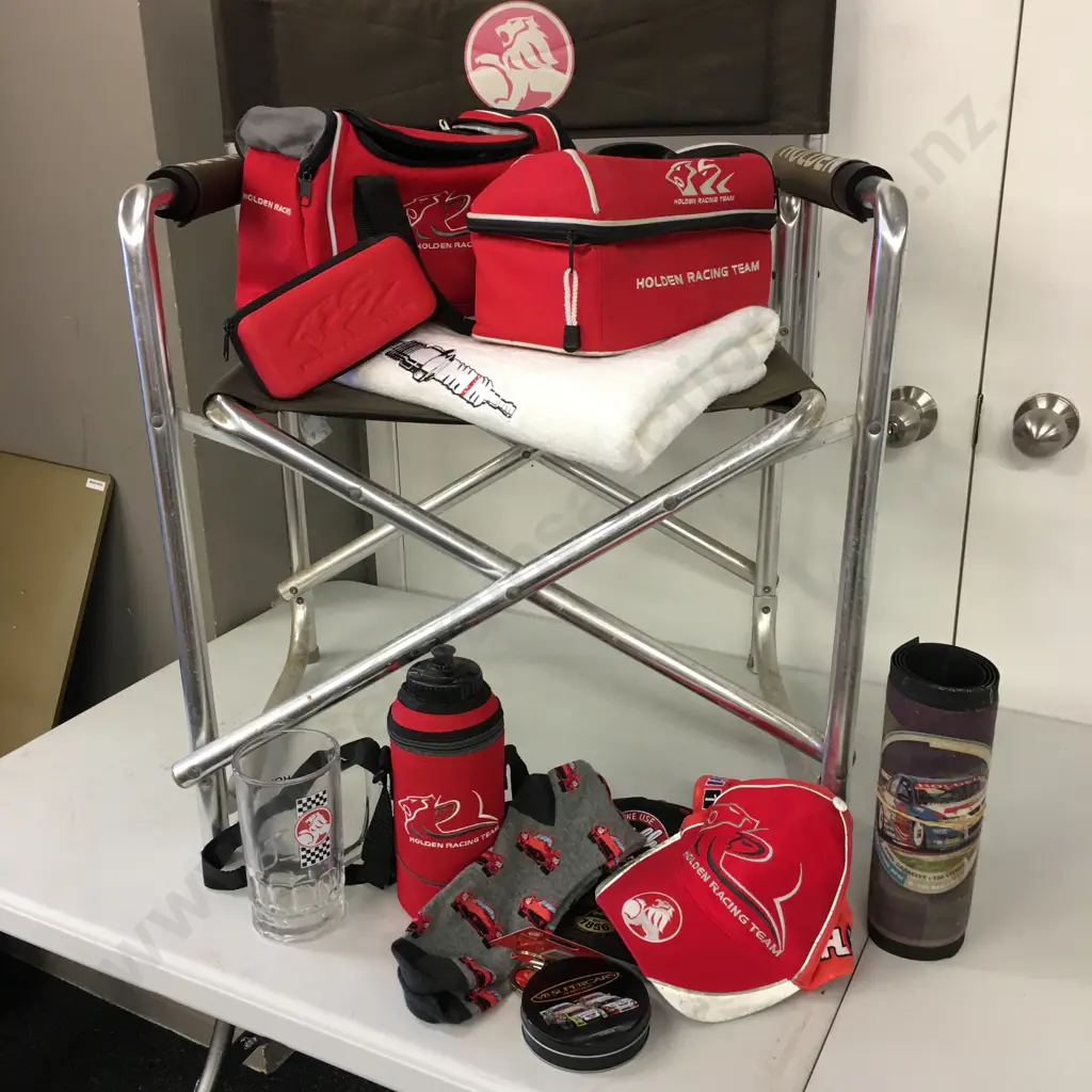 Lot of HOLDEN Racing Team Items - Directors Chair, Bags, Glass Etc & Champion Towel Image 1++