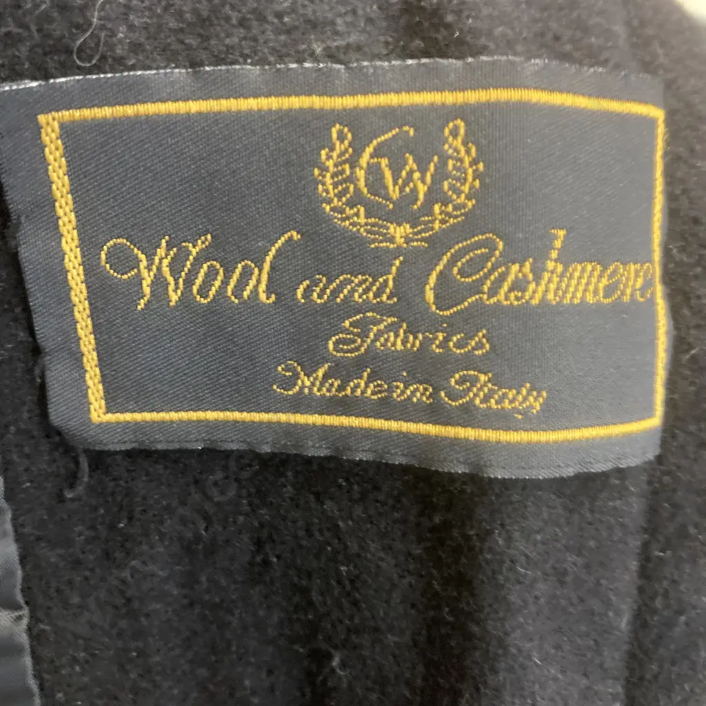 Black Wool & Cashmere Long Coat, Made In Italy, Sz 10 Image 1++