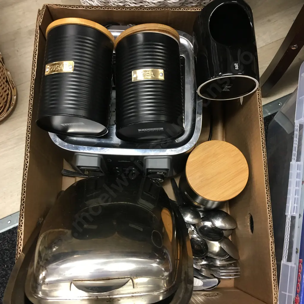 Anko Toaster, Assorted Cutlery, Tea, Coffee Canisters Etc Image 1++