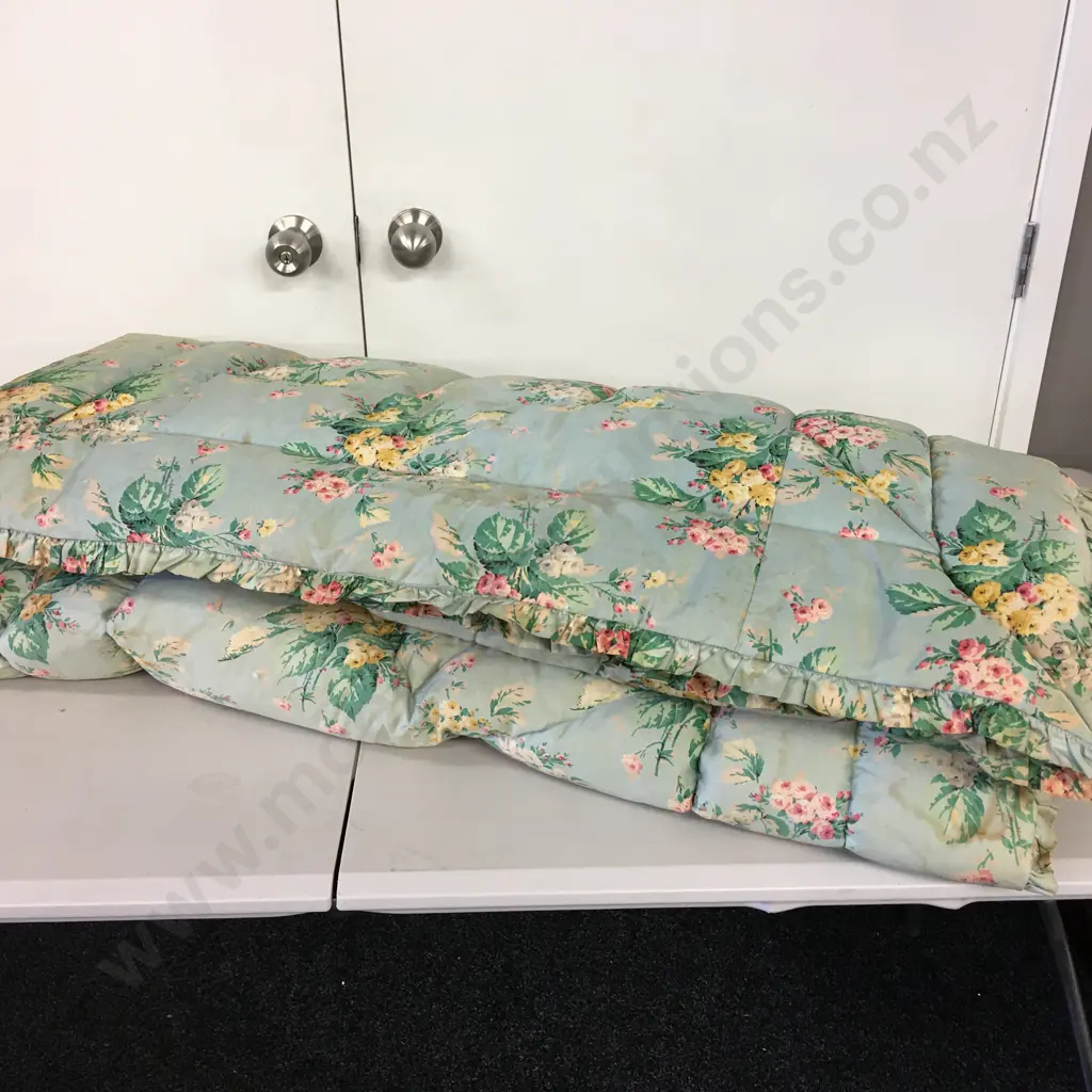 Pair Of Vintage Floral Patterned  Coverlets (as found condition) Image 1++