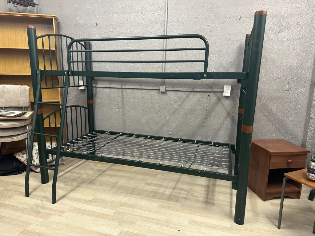 Dark Green Steel Tubular Bunkset With Wooden Caps Image 1++