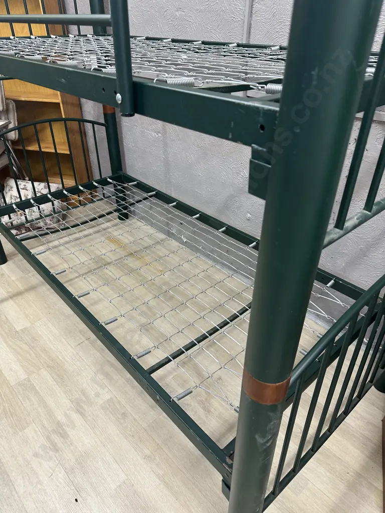 Dark Green Steel Tubular Bunkset With Wooden Caps Image 1++