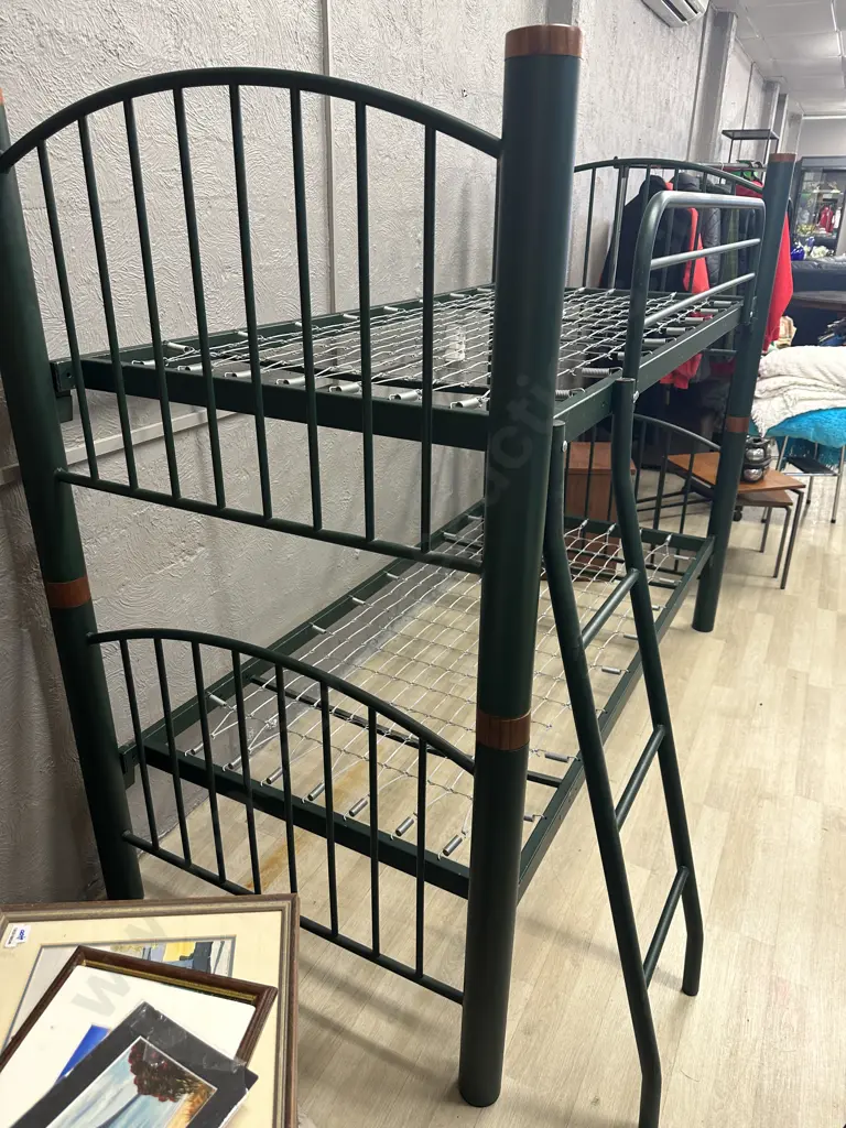 Dark Green Steel Tubular Bunkset With Wooden Caps Image 1++