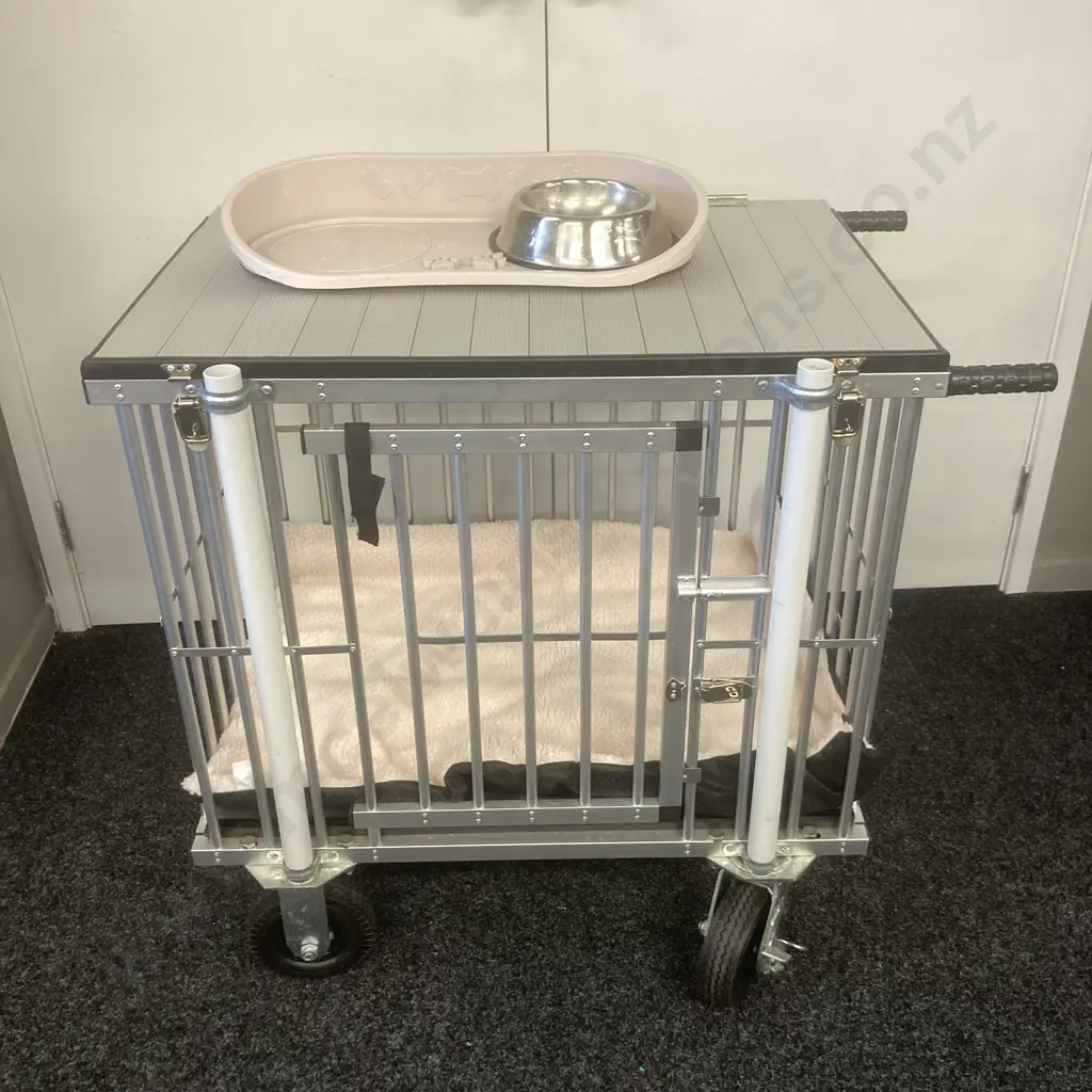 Large Mobile Folding Dog Cage With Work Table (Cage H62 W78 D54cm) Mat, Feeder Etc Image 1++