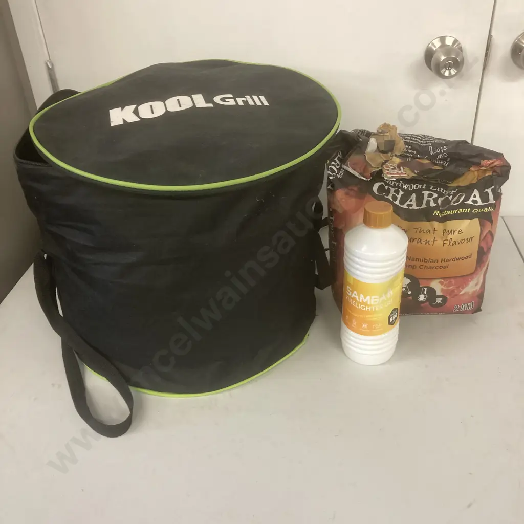 KOOL Grill Portable Compact Charcoal BBQ, Charcoal & Firelighter Gel Image 1++