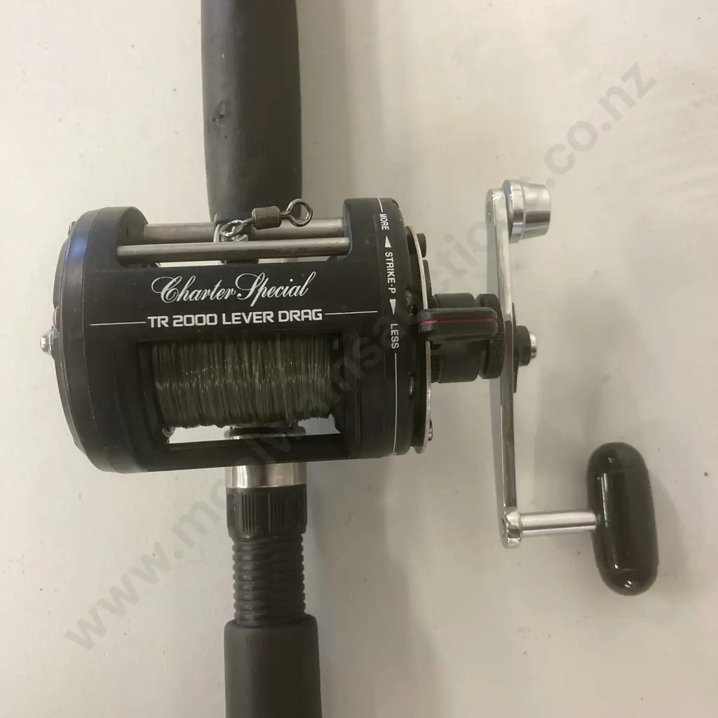 Penn Powerstick Fishing Rod PPS6001 With a  Shimano Charter Special Reel TR 2000 Lever Drag Reel Image 1++