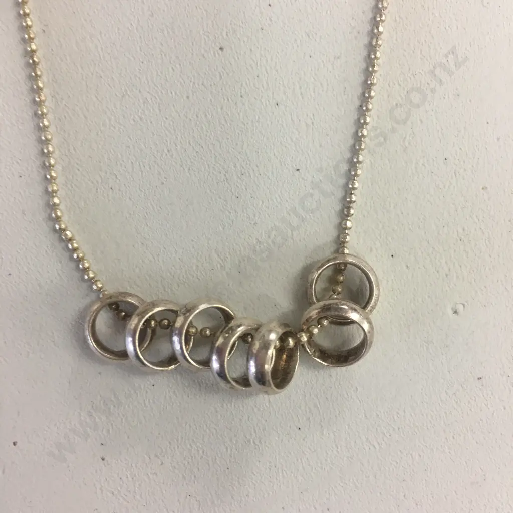 Stamped 925 Necklace With 7 Rings Image 1++