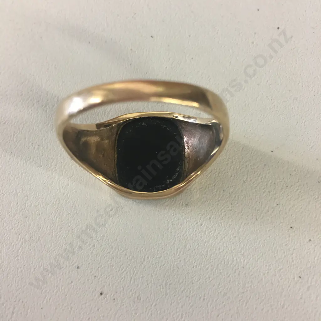 Mens Gold Ring With Black Stone Stamped Image 1++