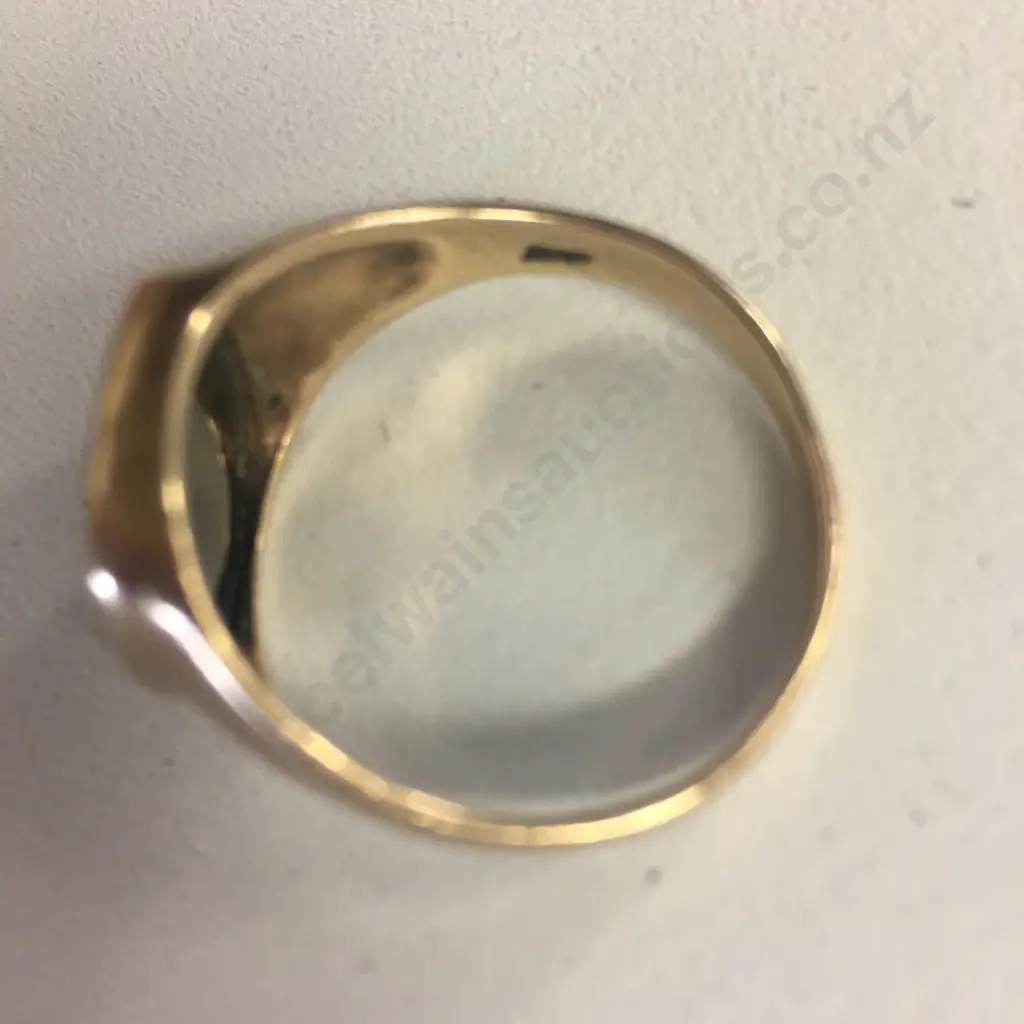 Mens Gold Ring With Black Stone Stamped Image 1++
