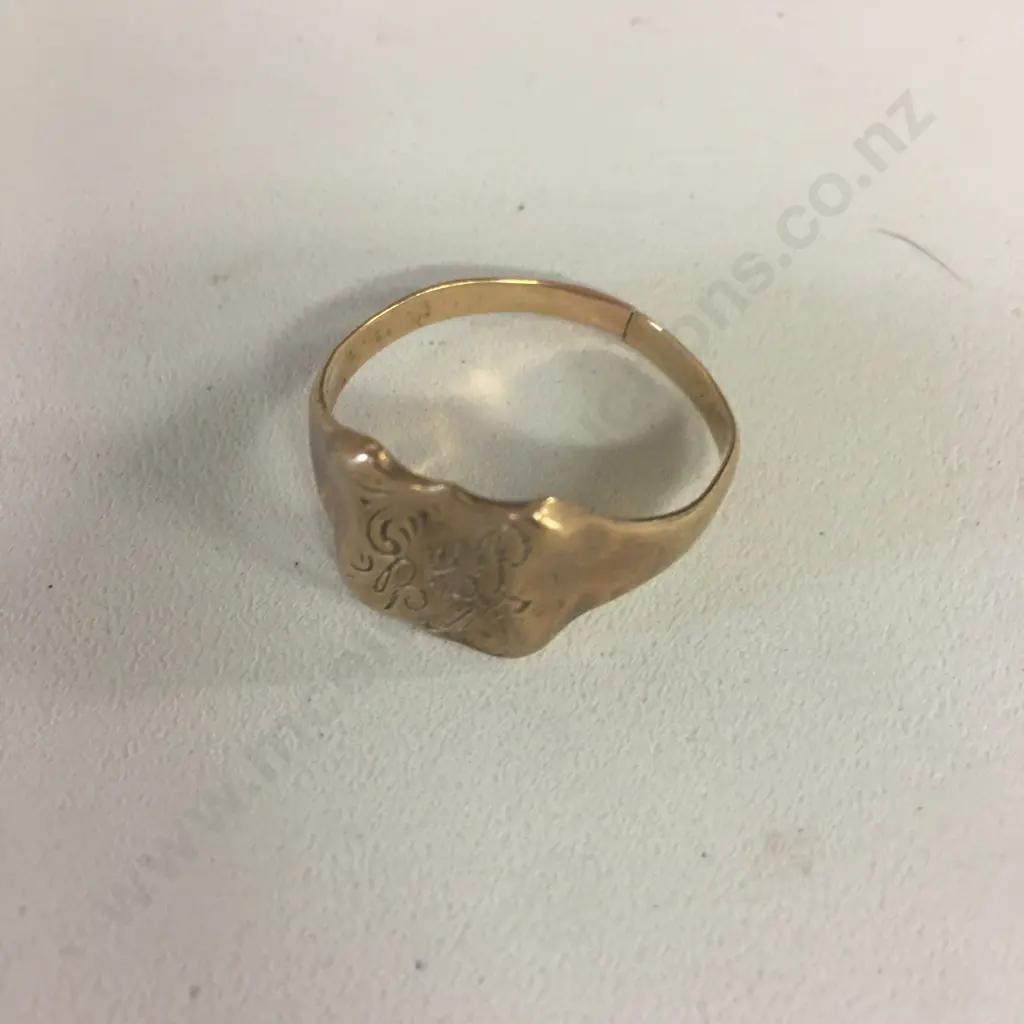 Mens Gold  Signet Ring Stamped 9 Ct Image 1++