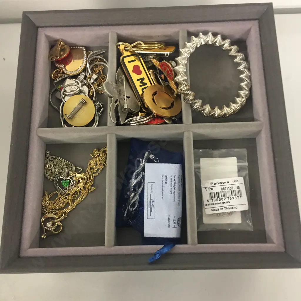Selection Of Costume Jewellery Items Including Segmented Storage Box  Image 1++