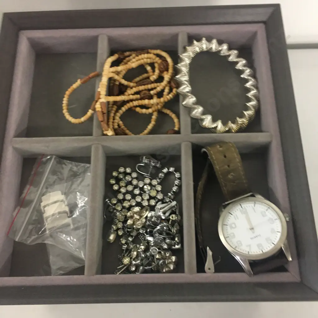Selection Of Costume Jewellery Items Including Segmented Storage Box  Image 1++