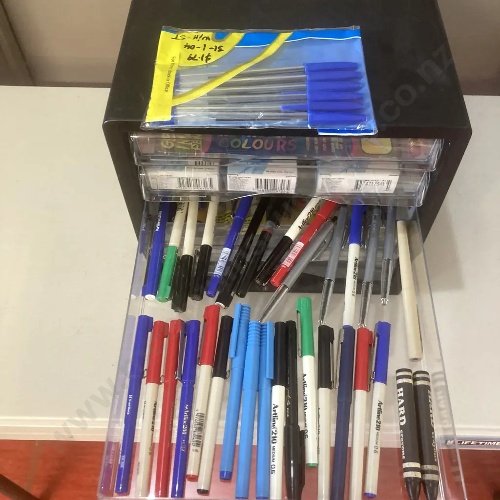 Plastic 5 Drawer Unit With Pens & Pencils Etc Image 1++