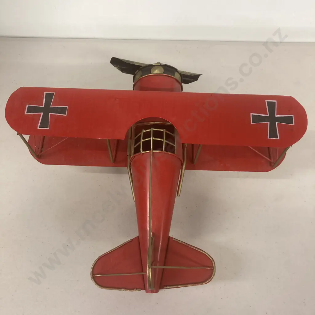 Ornamental Red Metal German WW1 Biplane 13 x 27cm Image 1++