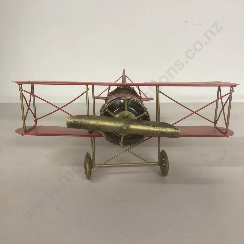 Ornamental Red Metal German WW1 Biplane 13 x 27cm Image 1++