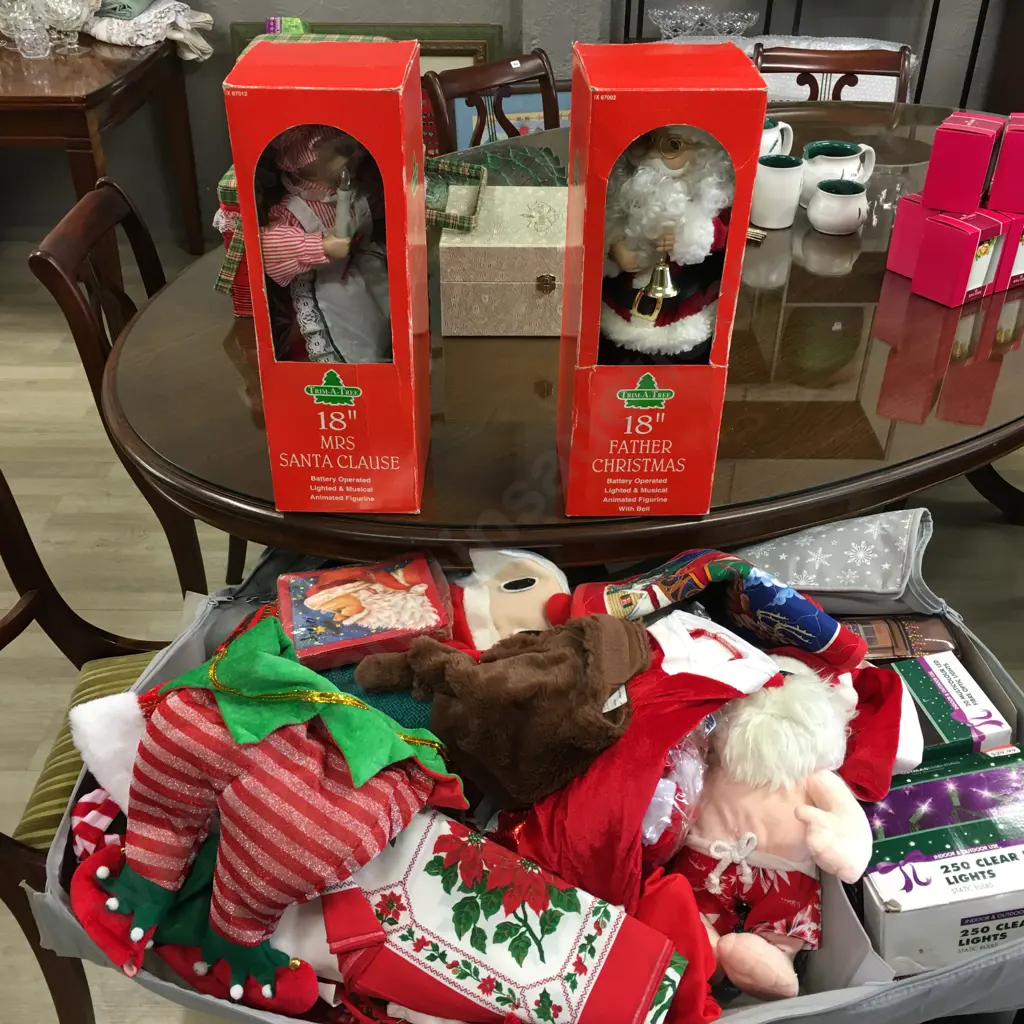 Selection of Christmas Items, Fairy Lights, Linen, Santa Claus Etc Image 1++