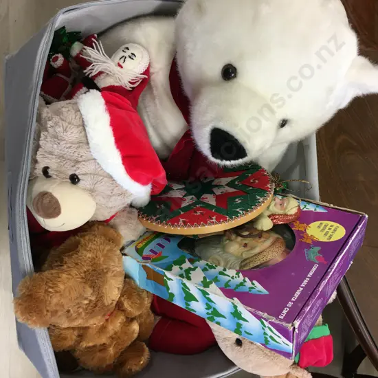 Assorted Christmas Items Including a Santa Bear