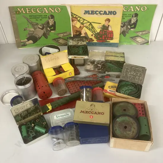 Vintage Meccano With Instructions For Outfit No.5, No.5A, No.6A In Vintage Taniwha Soap Box