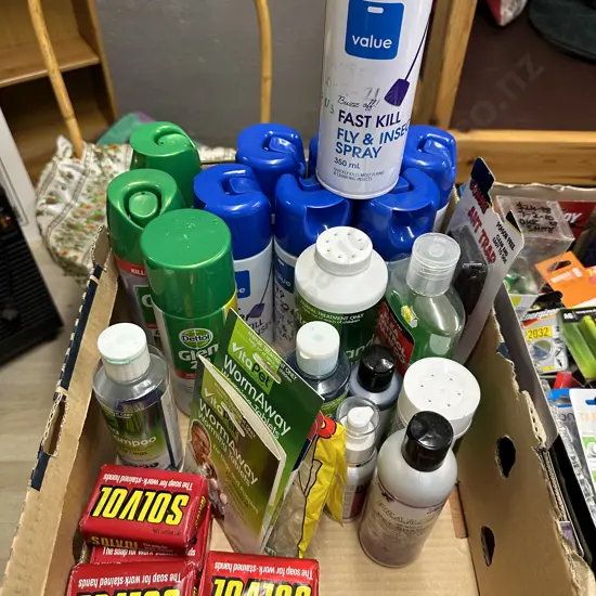 Box Lot Fly Spray, Pet Items Etc