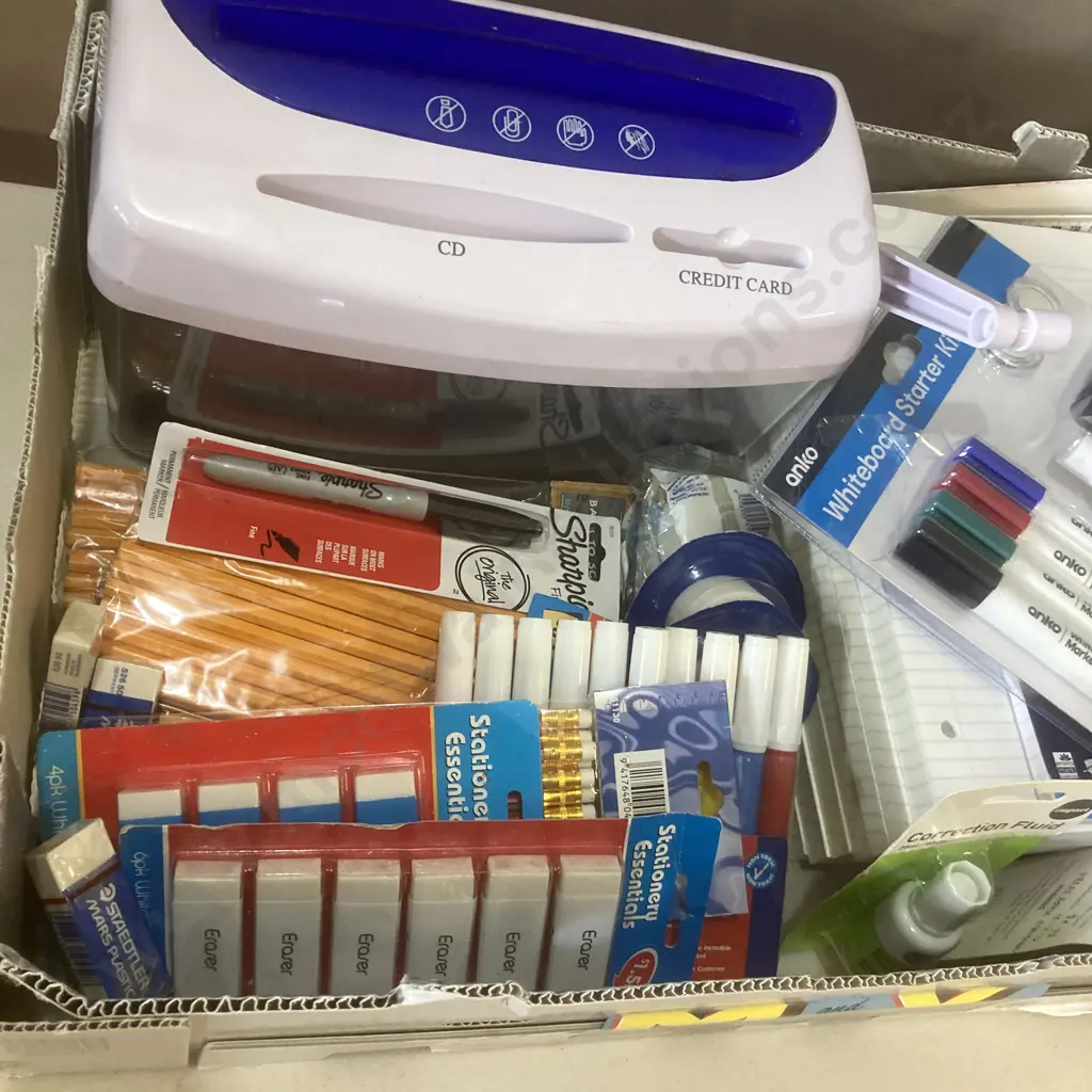 Box Lot Stationery, Manual Shredder Etc Image 1++