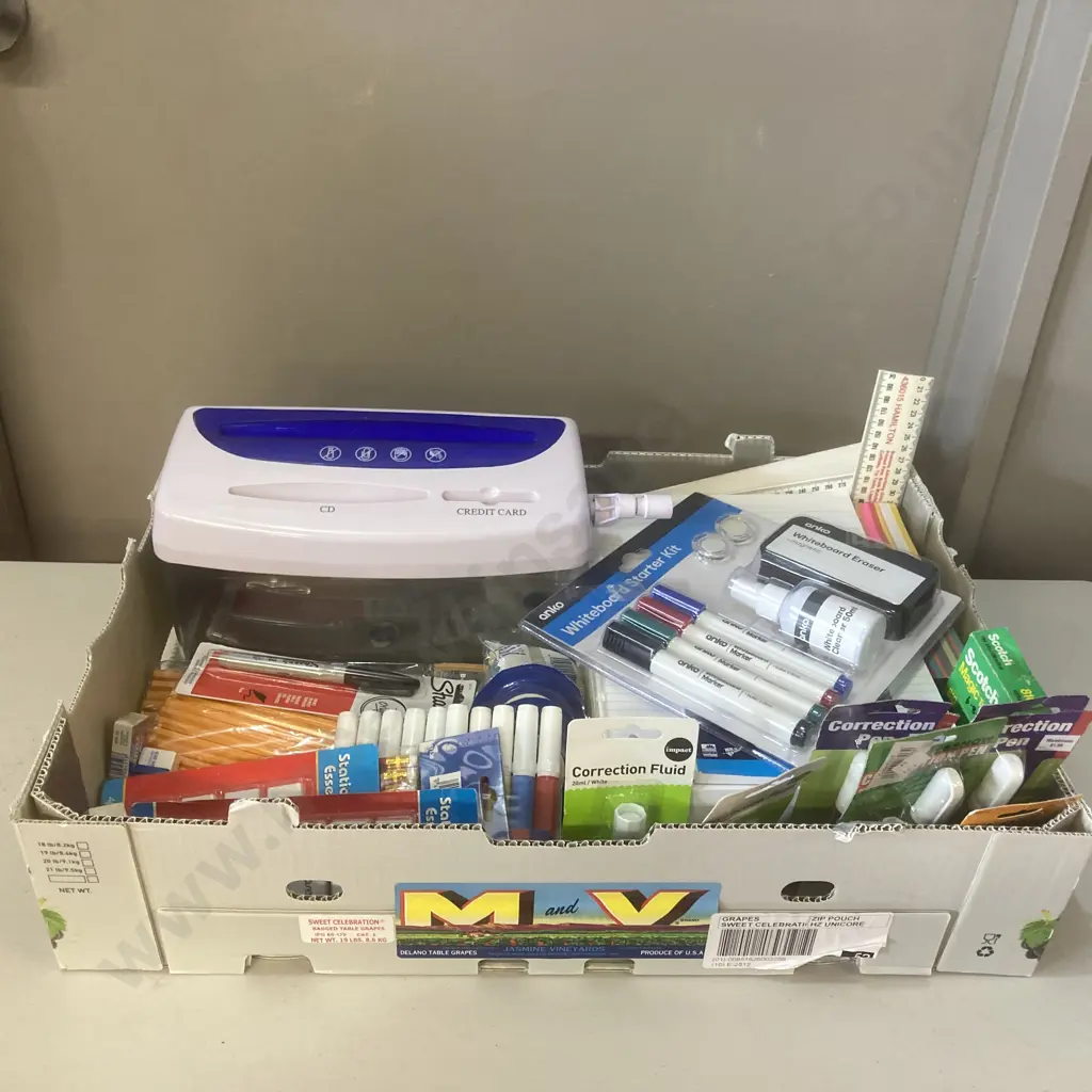 Box Lot Stationery, Manual Shredder Etc Image 1++