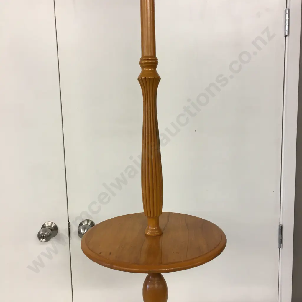 Vintage Rimu Tri Legged Standard Lamp Base With Table Image 1++