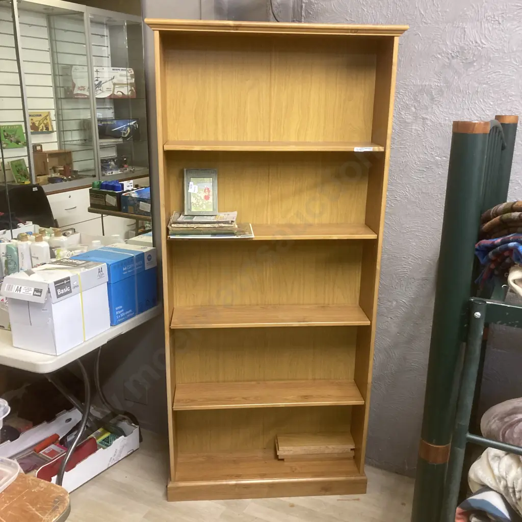 Wood Effect Bookcase, 4 Adjustable Shelves, H189 W87 D23cm Image 1++