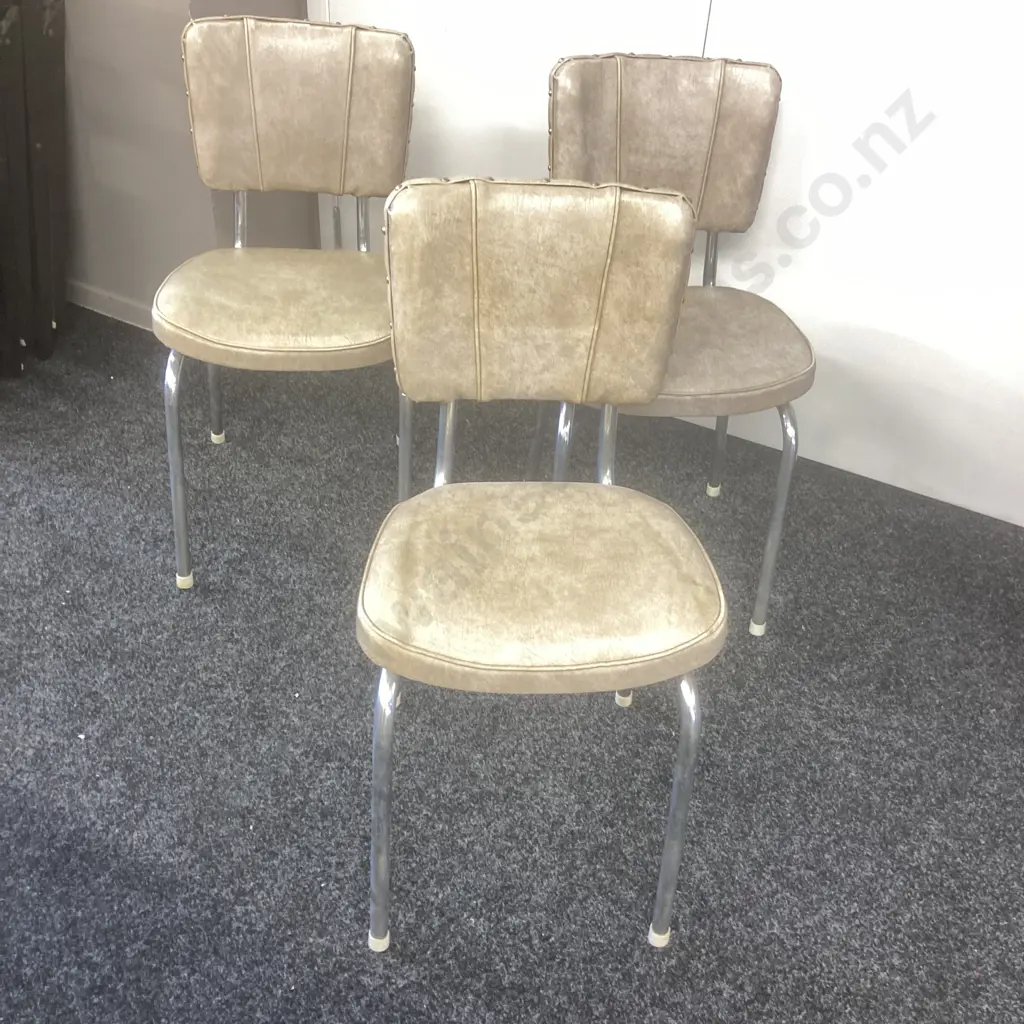Set of Three Retro Vinyl Dining Chairs Image 1++