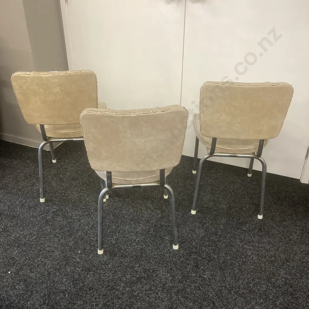 Set of Three Retro Vinyl Dining Chairs Image 1++